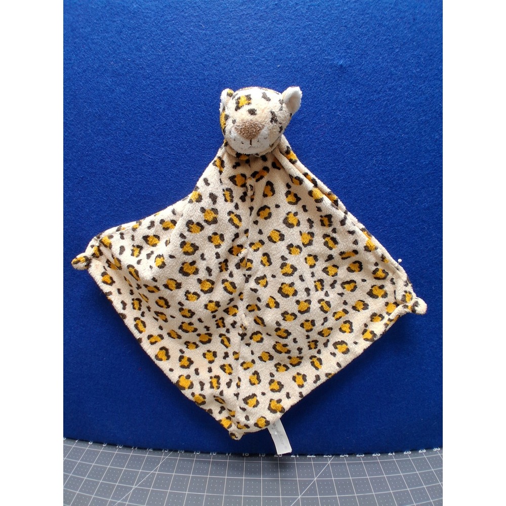 Angel Dear Security 12" Blanket Leopard Print Tan Brown Yellow Plush Lovey Baby